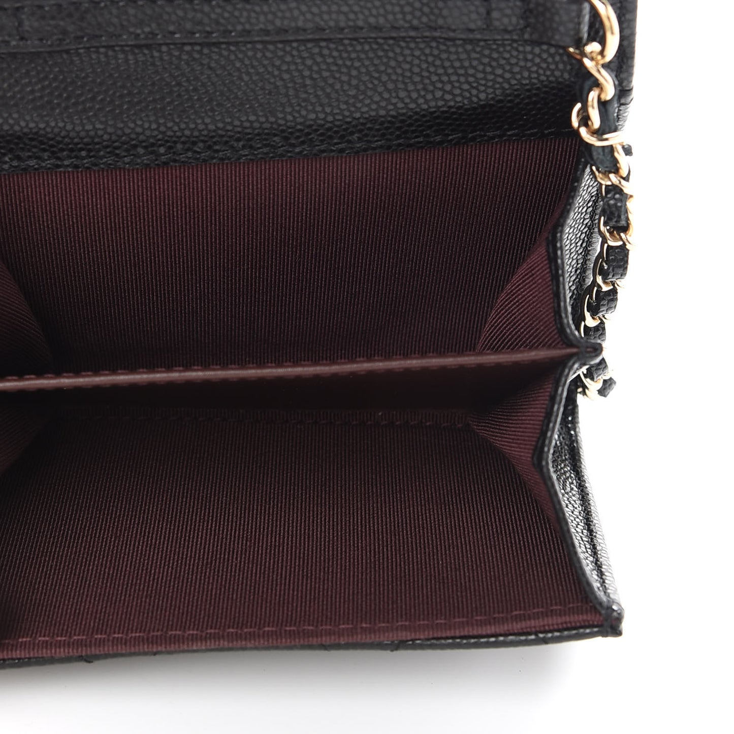 Caviar Quilted Flap Card Holder On Chain Black