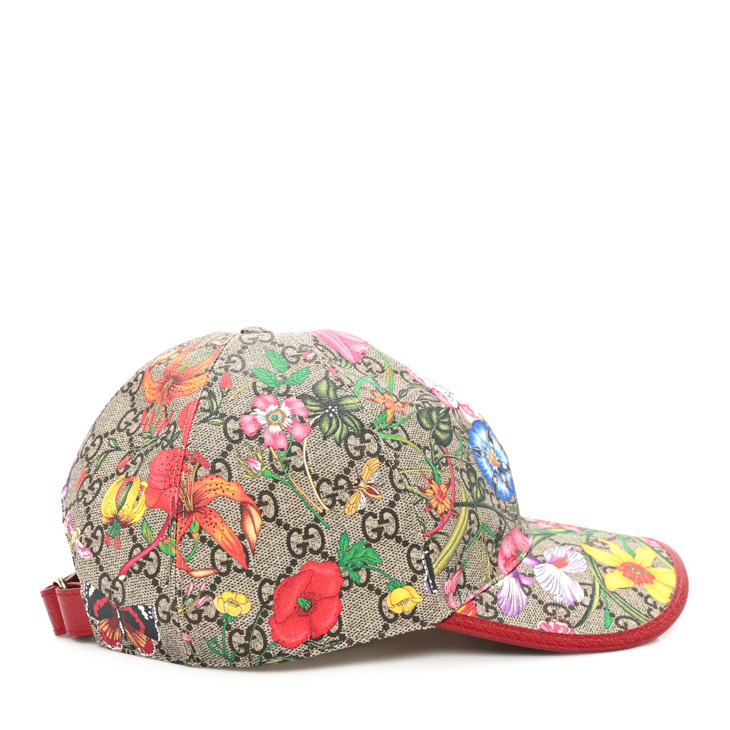 Gucci GG Supreme Flora Claudia Baseball Hat 57 M  Red 6 of 10