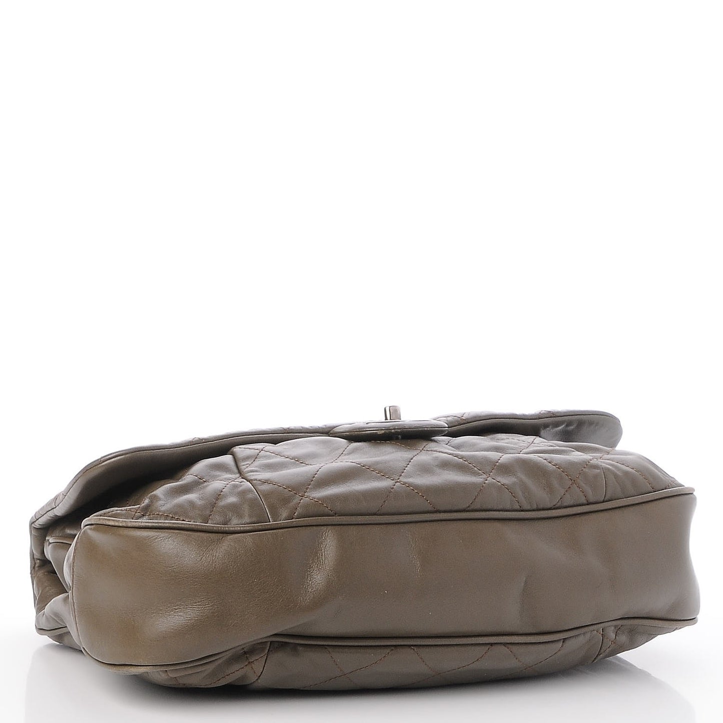 Calfskin Coco Pleats Messenger Flap Khaki