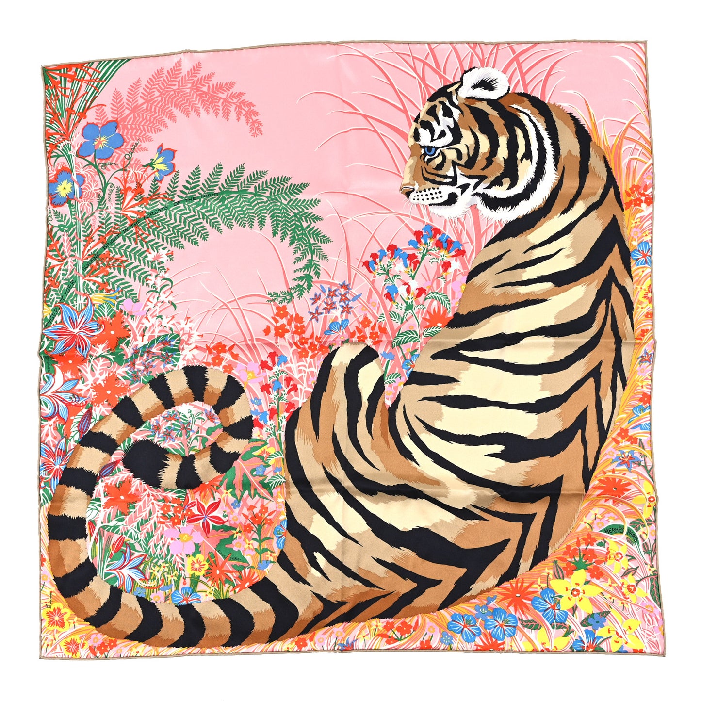 Silk Tyger Tyger Scarf 70 Rose Beige Dore Multicolor