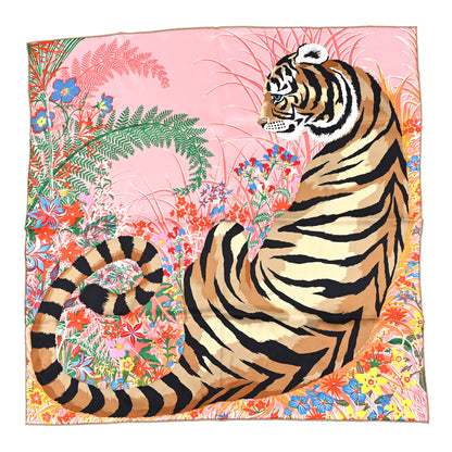Hermes Silk Tyger Tyger Scarf 70 Rose Beige Dore Multicolor 1 of 3