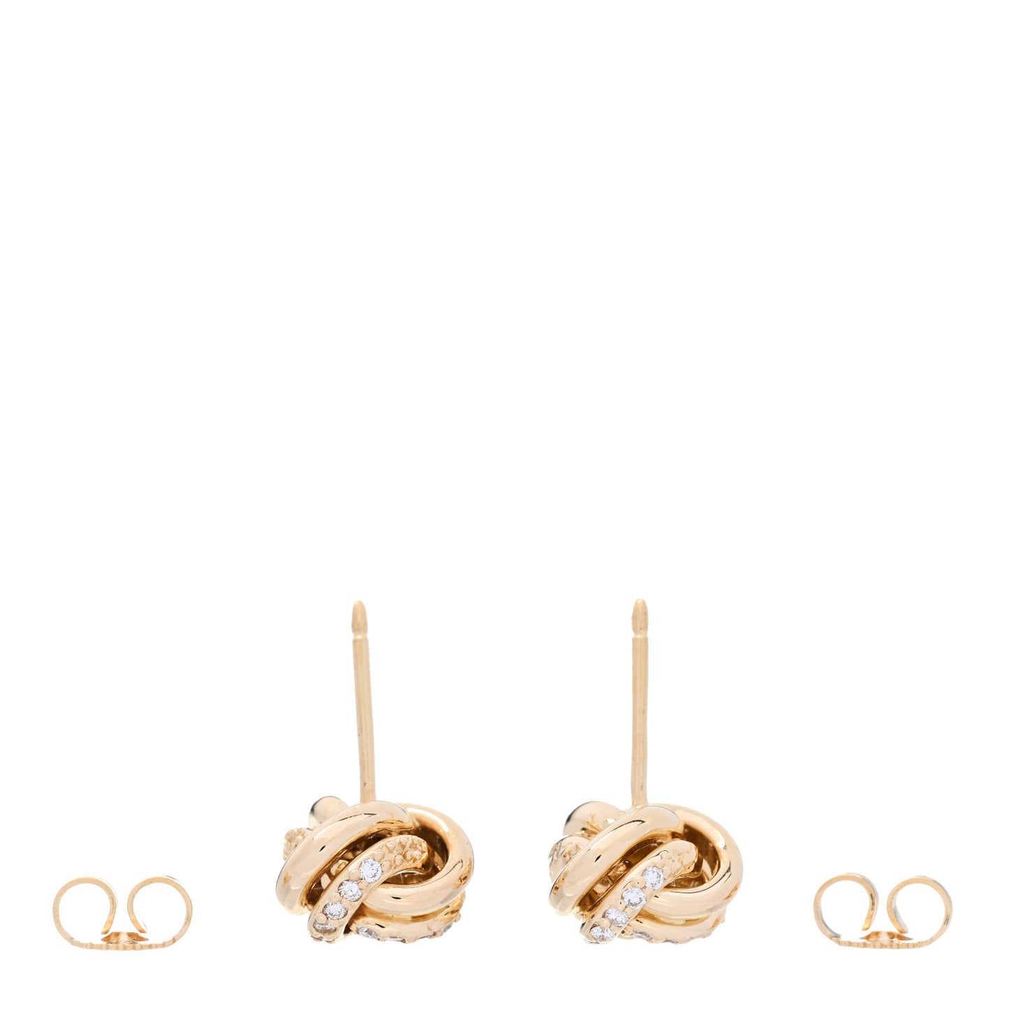 18K Yellow Gold Diamond Love Knot Earrings