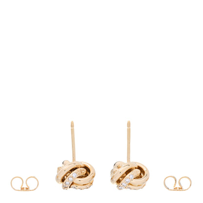 Tiffany 18K Yellow Gold Diamond Love Knot Earrings 3 of 5