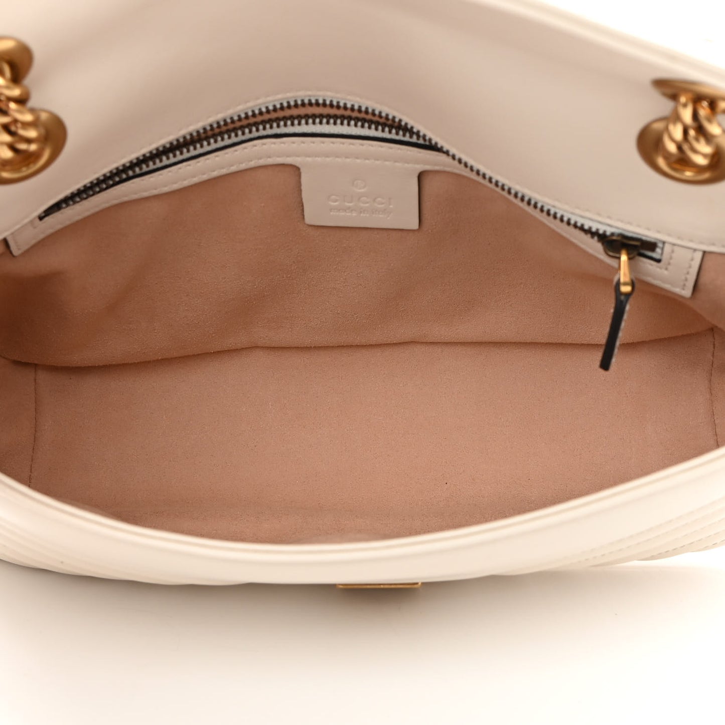 Calfskin Matelasse Small GG Marmont Shoulder Bag White