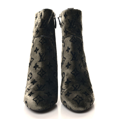 Louis Vuitton Velvet Monogram Silhouette Ankle Boots 39 Black Green 2 of 8