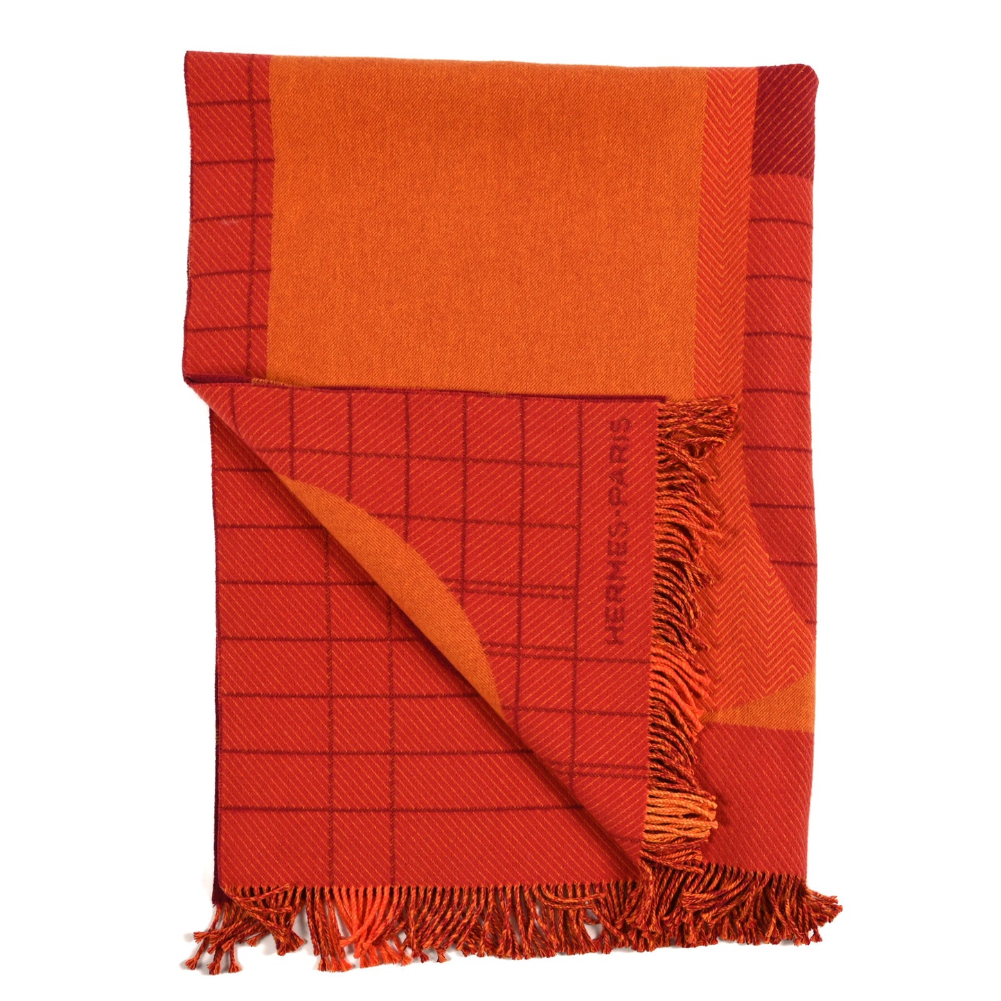 Merinos Wool Cashmere Anchor Chain 17 Blanket Terracotta