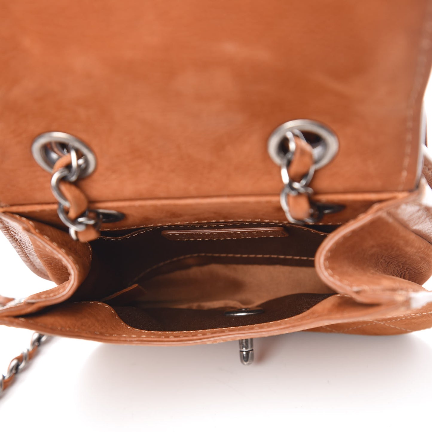 Suede Coco Twin Small Flap Marron