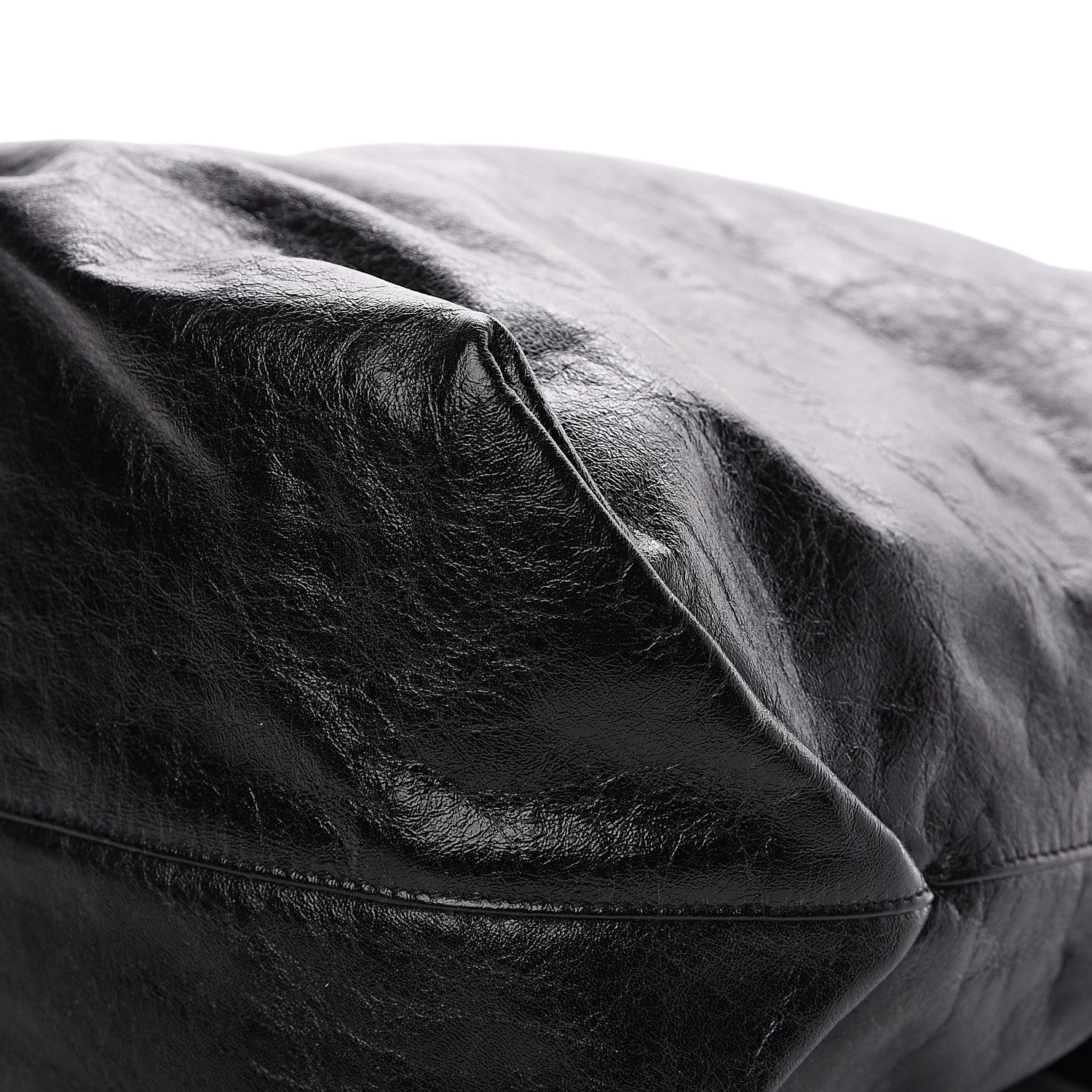 Saint Laurent Cracked Shiny Calfskin Teddy Drawstring Bag Black 6 of 8