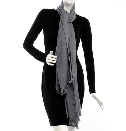 Hermes Cashmere Silk New Libris Stole Gris Souris 2 of 4