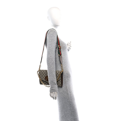 Gucci GG Supreme Monogram Azalea Calfskin Web Small Horsebit 1955 Crossbody Bag Beige Ebony Brown Sugar 2 of 11