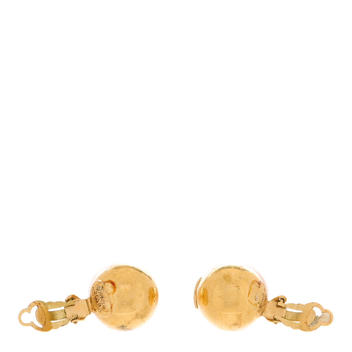 Pearl CC Drop Clip On Earrings Gold