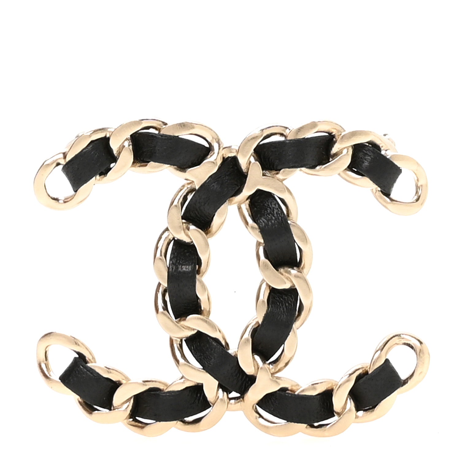 Chanel Lambskin Chain CC Brooch Black Gold 1 of 4