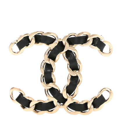 Chanel Lambskin Chain CC Brooch Black Gold 1 of 4