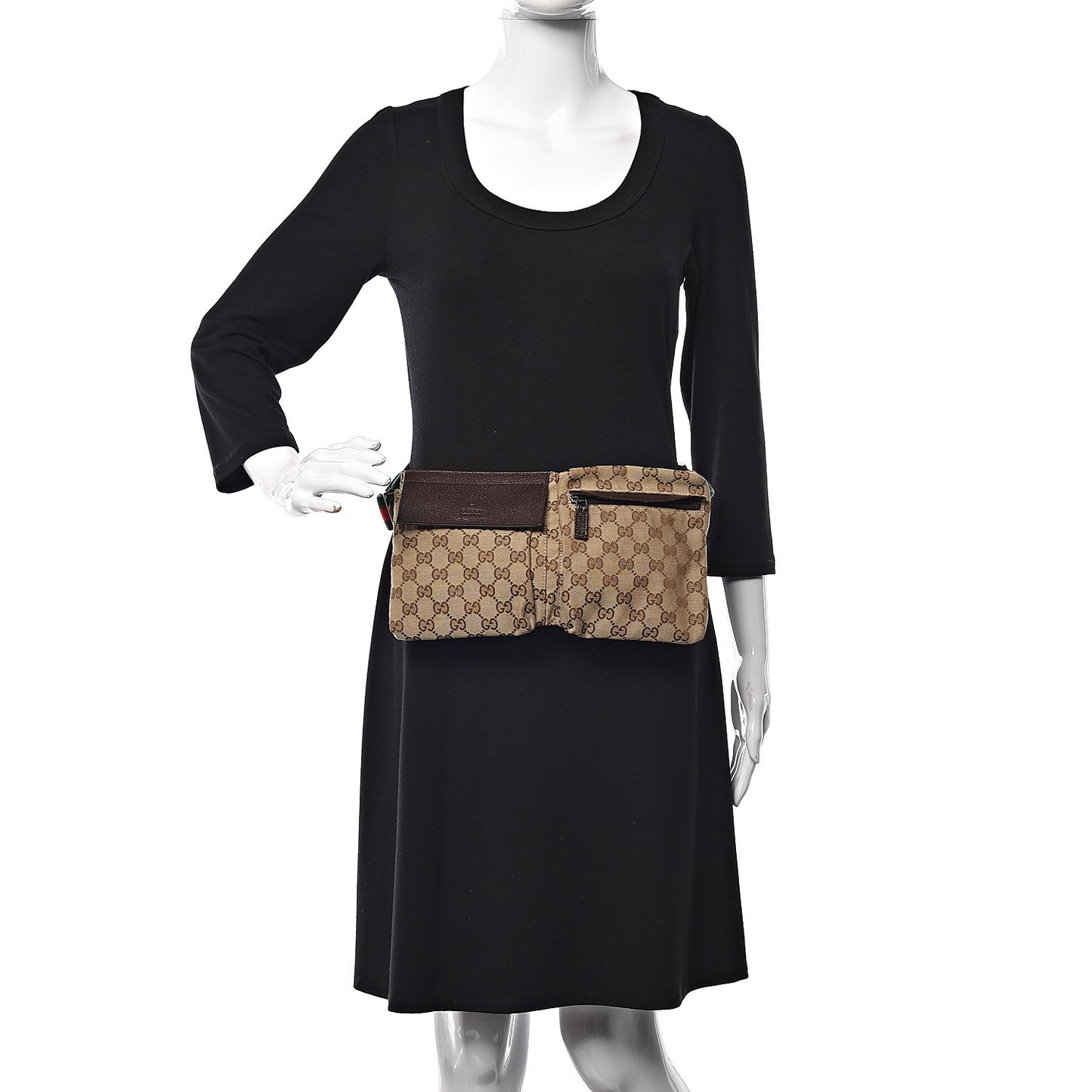 Monogram Web Belt Bag Dark Brown