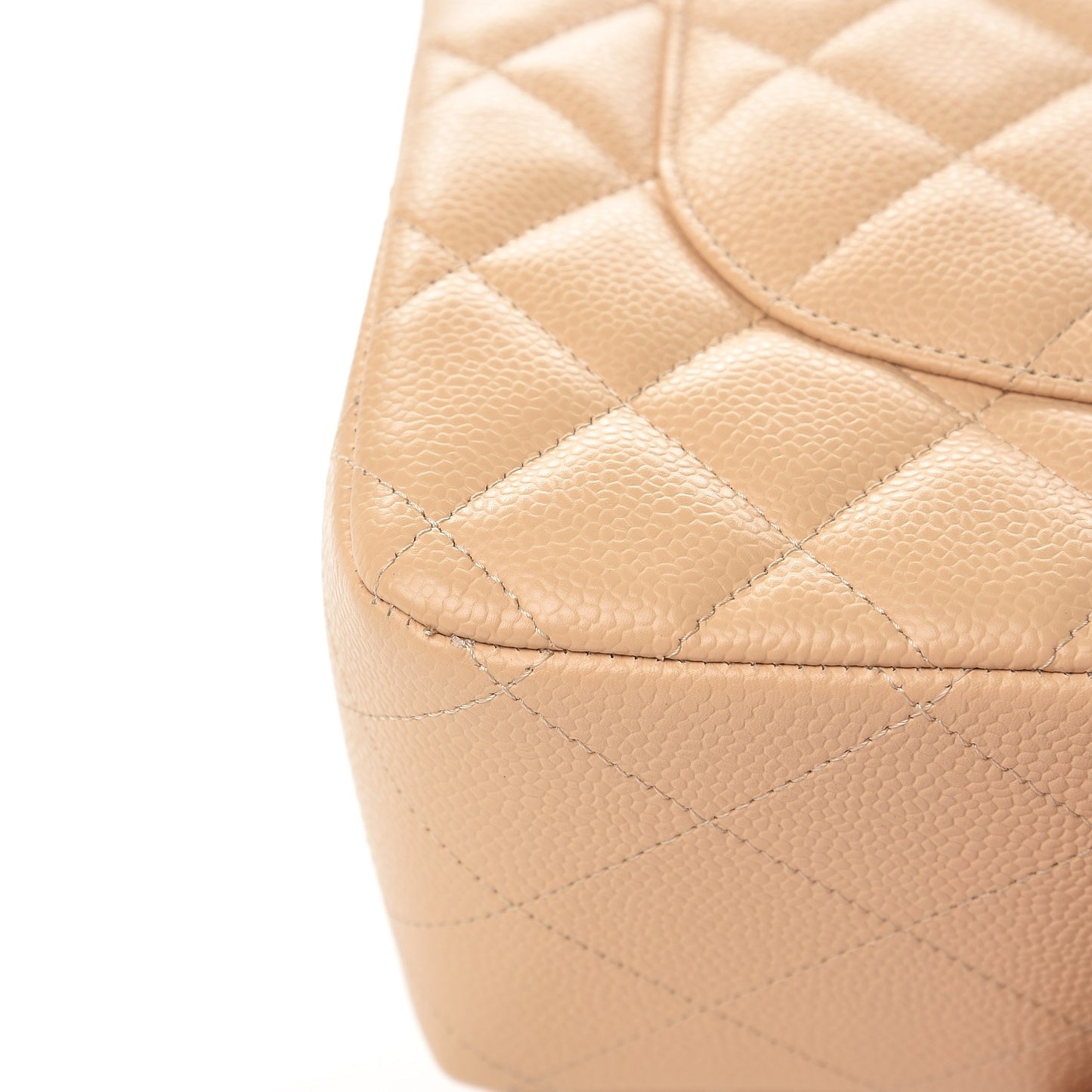 Caviar Quilted Jumbo Double Flap Beige Clair