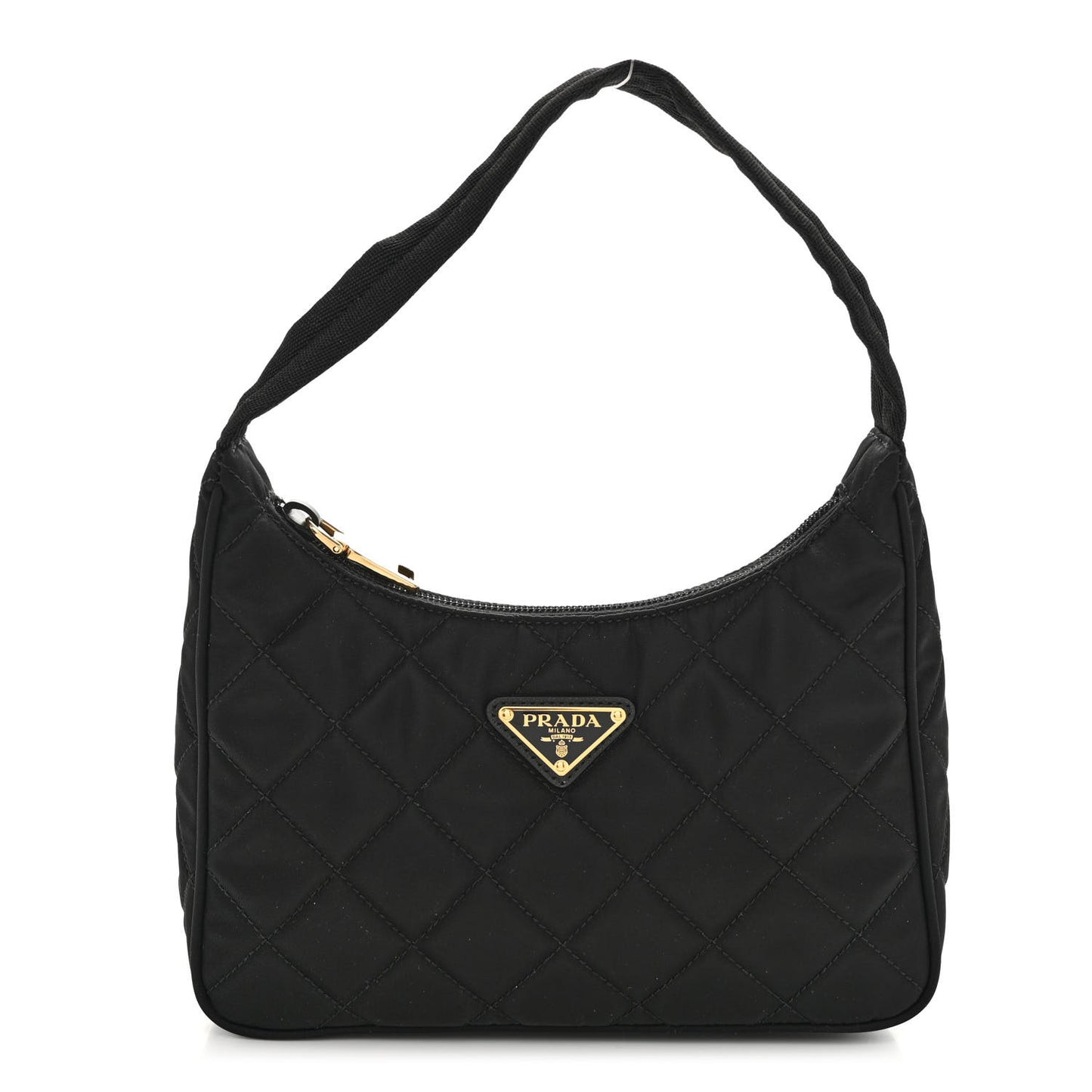 Tessuto Nylon Stitched Shoulder Bag Black