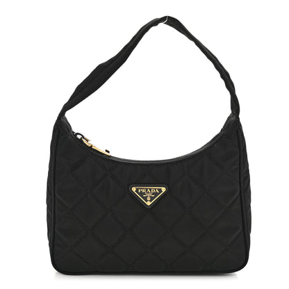 Prada Tessuto Nylon Stitched Shoulder Bag Black 1 of 9