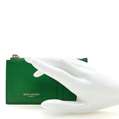 Saint Laurent Calfskin 5 Fragments Zip Pouch Card Holder New Vert Praire 2 of 6