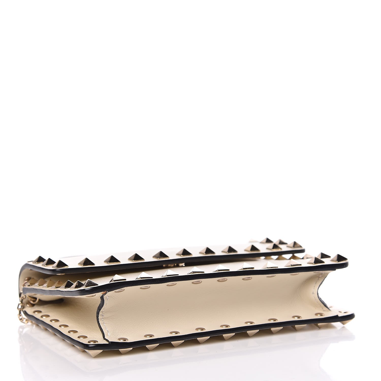 Valentino Garavani Vitello Mini Rockstud Flap Wallet on Chain Ivory 4 of 11
