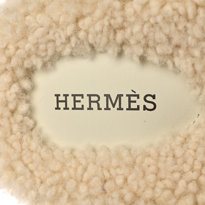 Hermes Woolskin Womens Chypre Sandals 37 Ecru 7 of 9