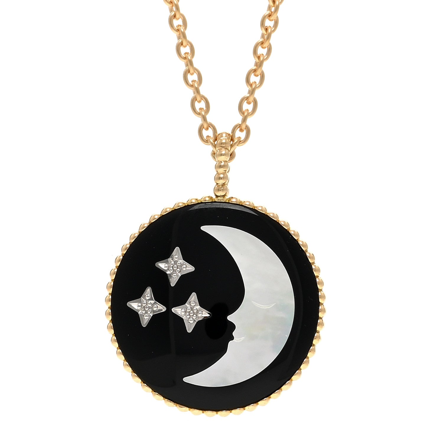 Christian Dior 18K Yellow White Gold Diamond Black Onyx Mother of Pearl Rose Celeste Medallion Pendant Necklace 4 of 7