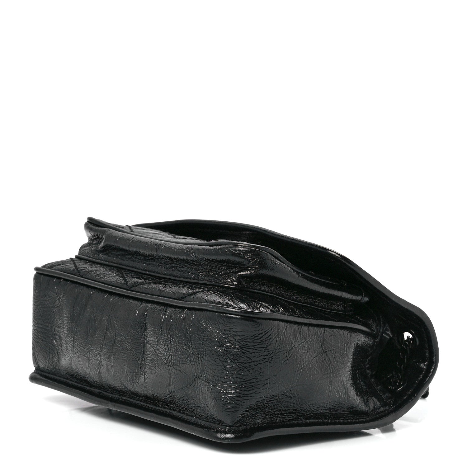 Saint Laurent Crinkled Calfskin Matelasse Monogram Baby Niki Chain Satchel Black 8 of 10