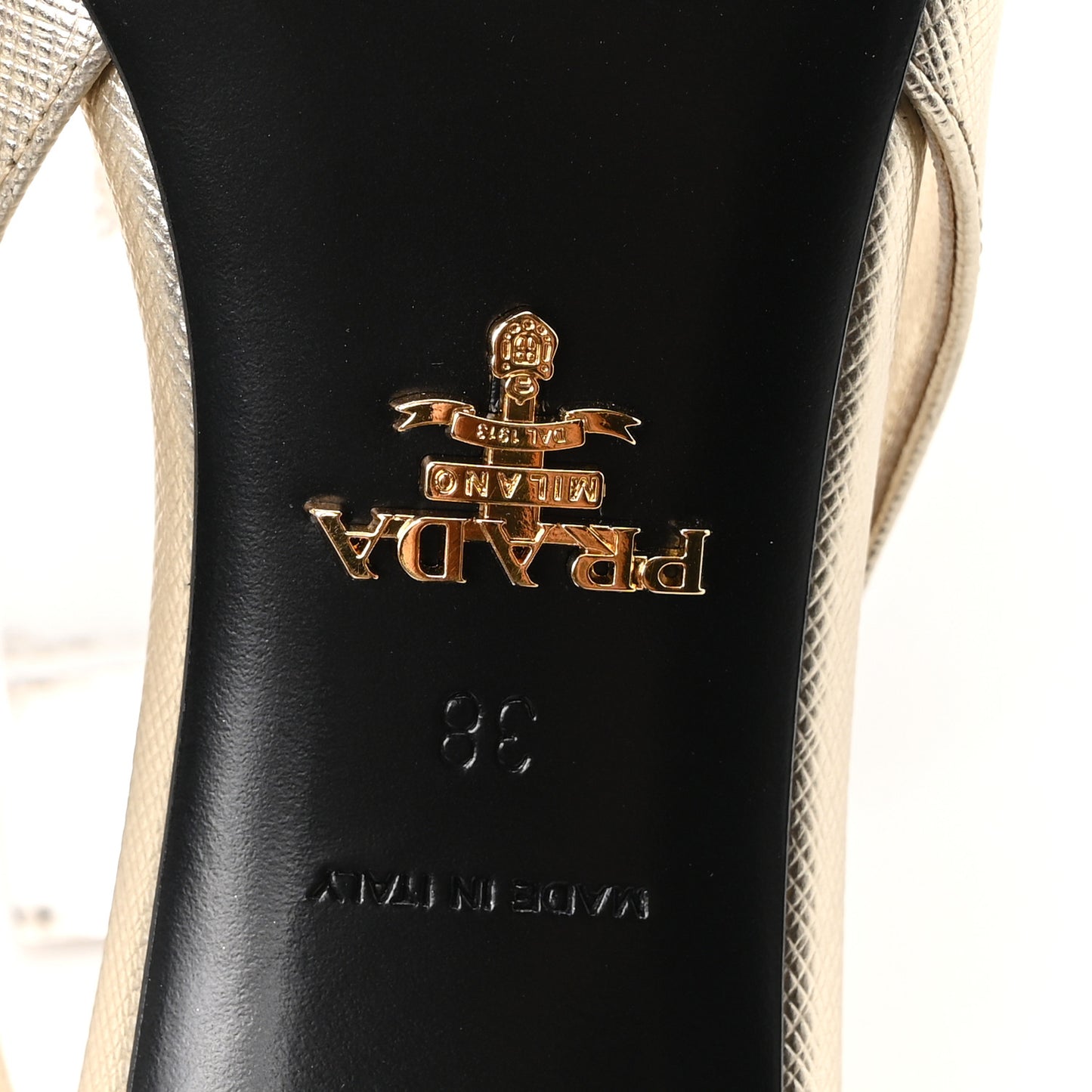 Metallic Calfskin Metal Triangle Logo 85mm Slingback Pumps 35 Platino