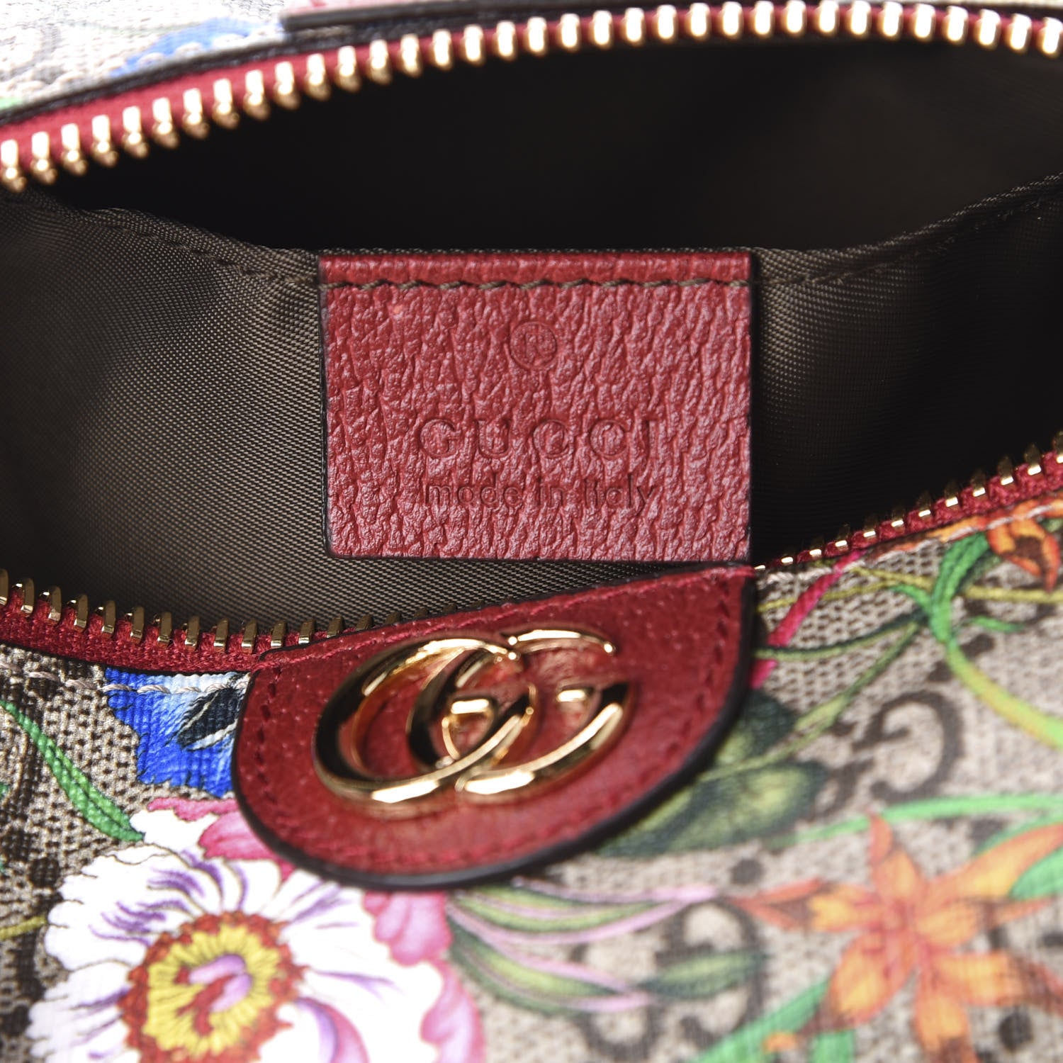 Gucci Soft GG Supreme Monogram Flora Calfskin Medium Ophidia Cosmetic Case Beige Ebony Multicolor Rosso 7 of 10