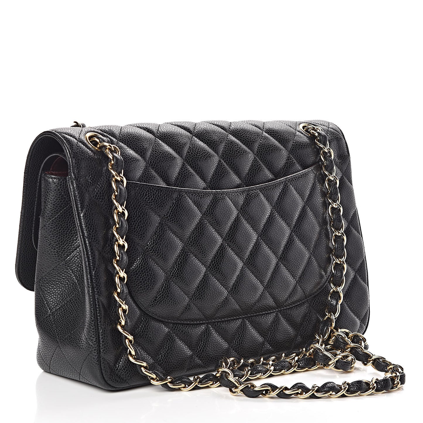 Caviar Quilted Jumbo Double Flap Black