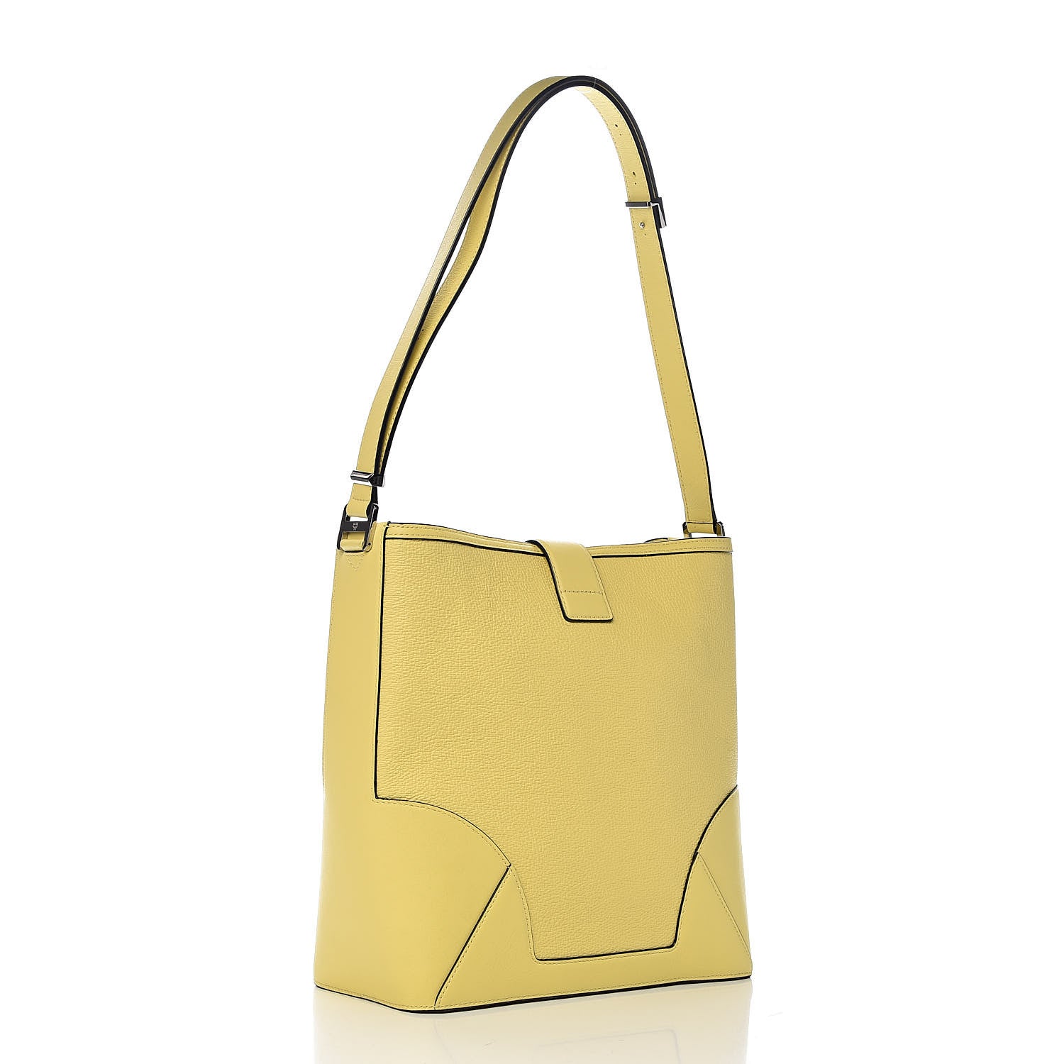 MCM Grained Calfskin Crossbody Hobo Yellow 3 of 9