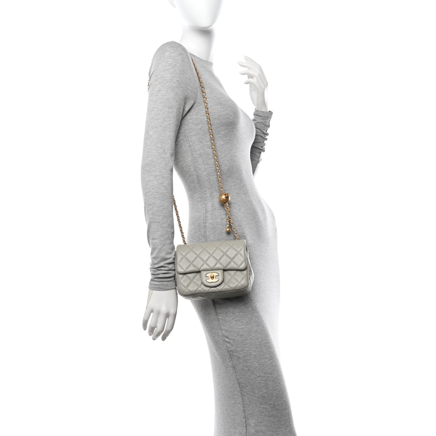 Chanel Lambskin Quilted Mini Pearl Crush Flap Grey 2 of 12