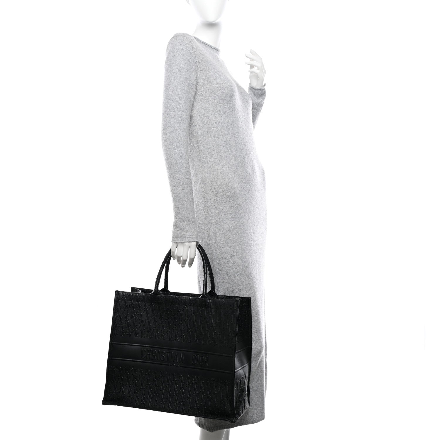 Christian Dior Oblique Calfskin Embossed Large Book Tote Black 2 of 13