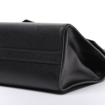 Prada Saffiano Cuir Calfskin Monochrome Patches Envelope Flap Chain Shoulder Bag Black 8 of 15