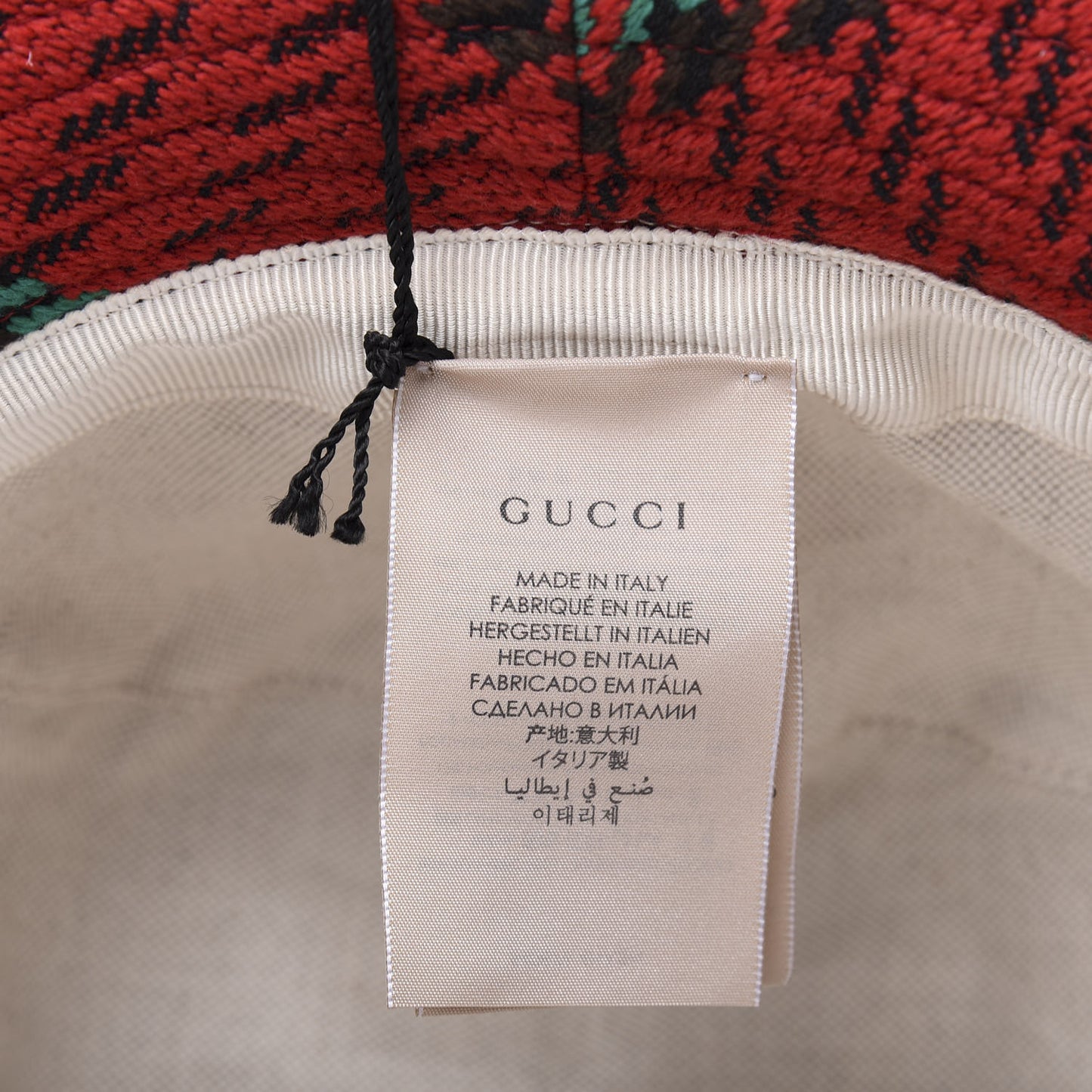 Tweed Wool Houndstooth Interlocking G Bucket Hat S Red Green