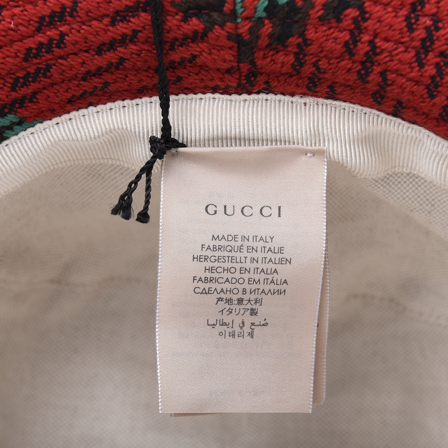 Gucci Tweed Wool Houndstooth Interlocking G Bucket Hat S Red Green 7 of 11