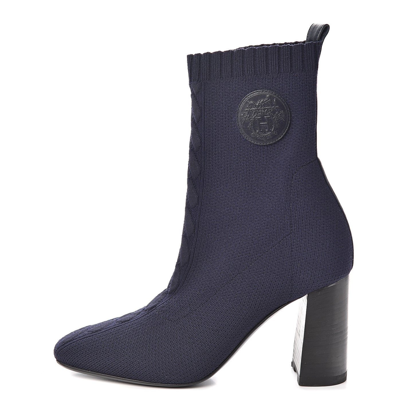 Knit Calfskin Volver Ankle Boots 37.5 Bleu Diplomatique