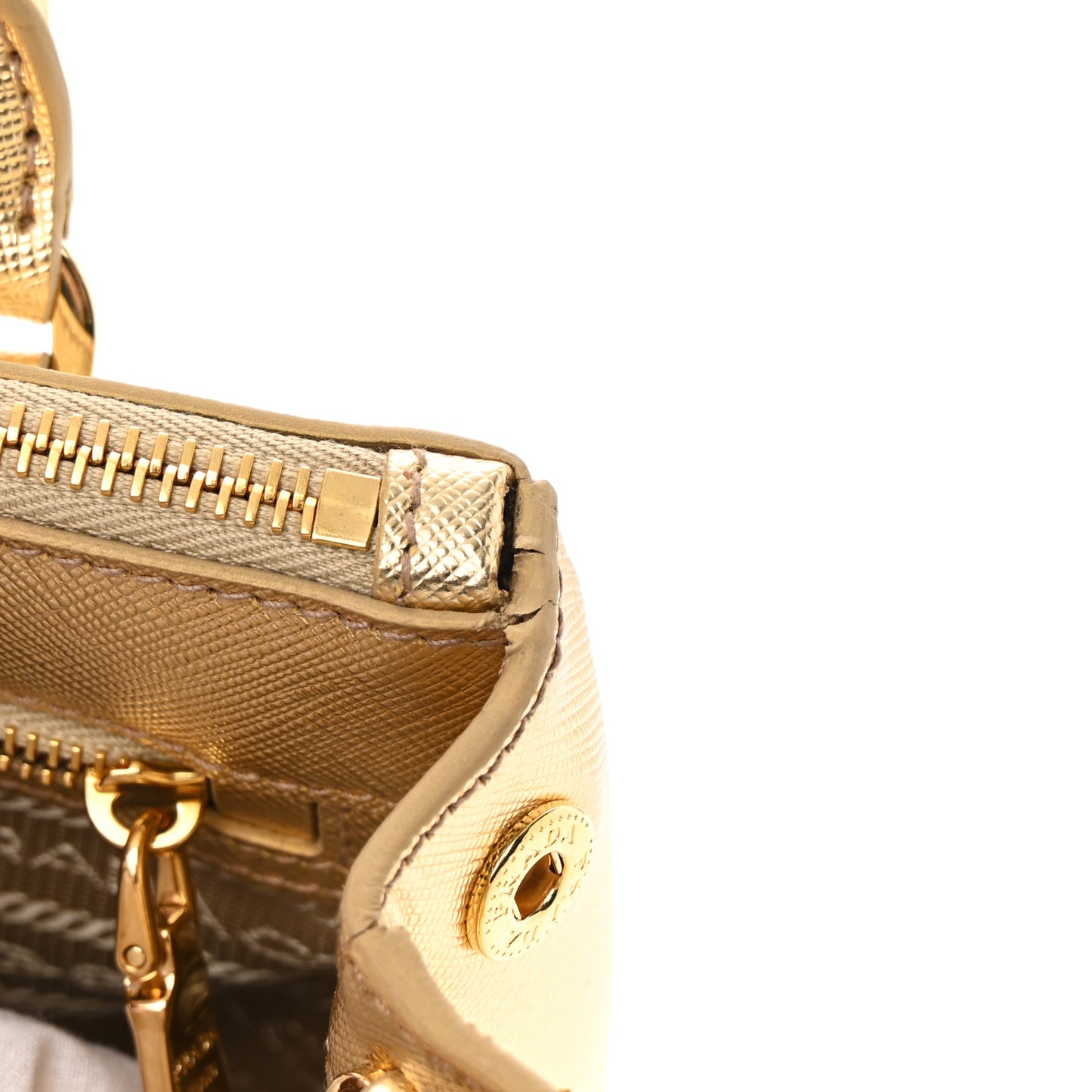 Saffiano Lux Mini Galleria Double Zip Tote Platino
