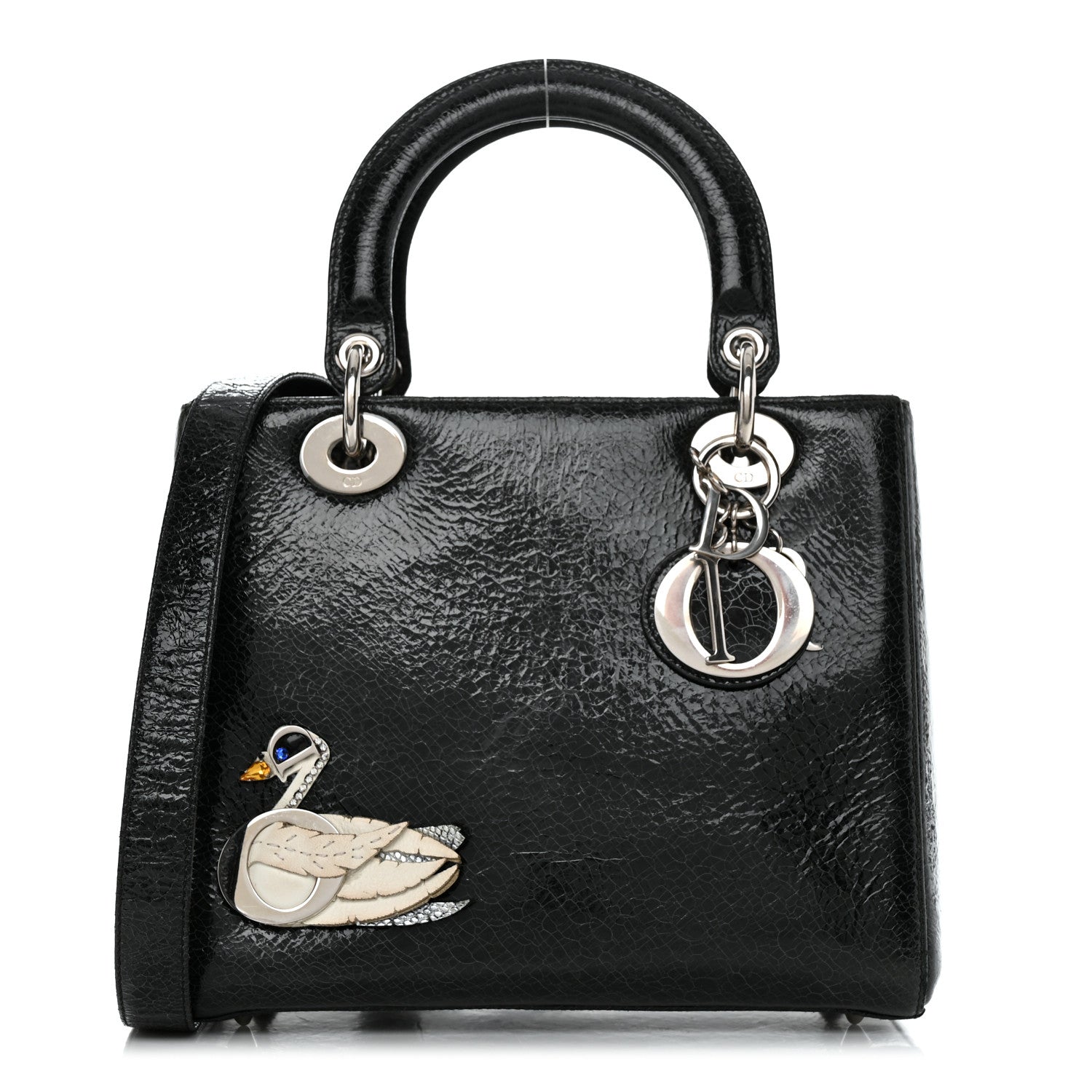 Christian Dior Ceramic Effect Deerskin Jeweled Swan Lady Dior Black 1 of 14