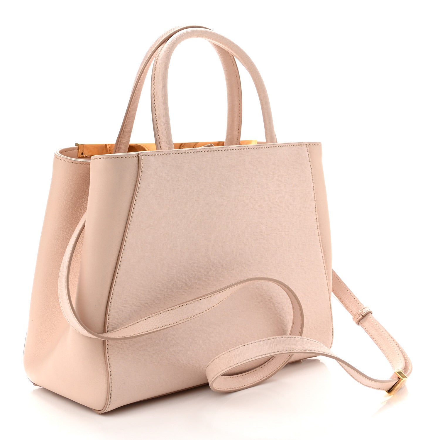 Fendi Vitello Elite Flamingo Petite 2Jours Tote Rosa Plaster 2 of 9