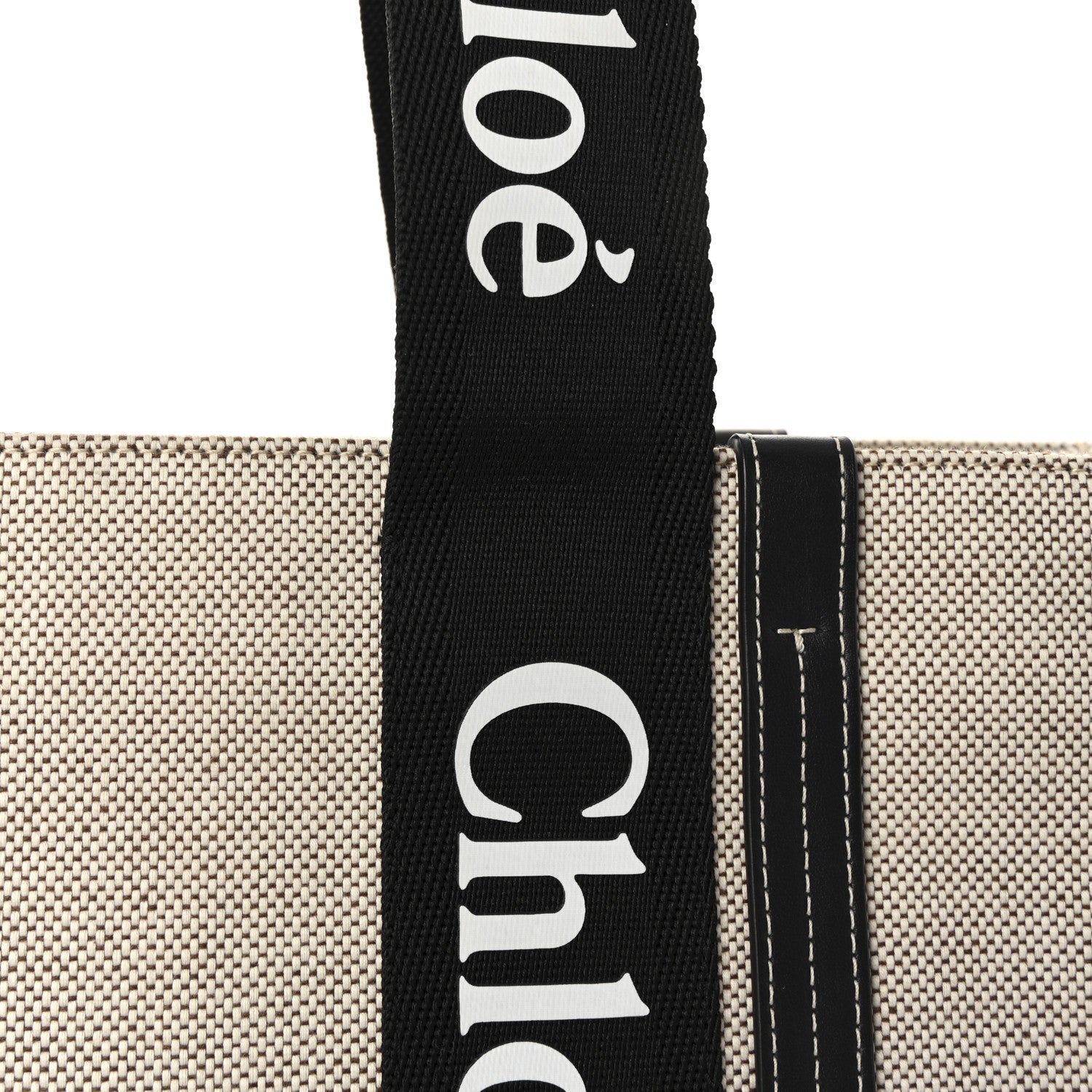 Chloe Linen Calfskin Medium Woody Ribbon Tote Black Blue 8 of 10