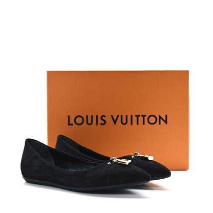 Louis Vuitton Suede Lock It Ballerina Flats 37 Black 9 of 9