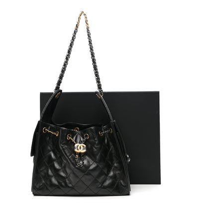 Chanel Shiny Crumpled Calfskin Quilted Small Chanel 25 Handbag Black 16 of 16