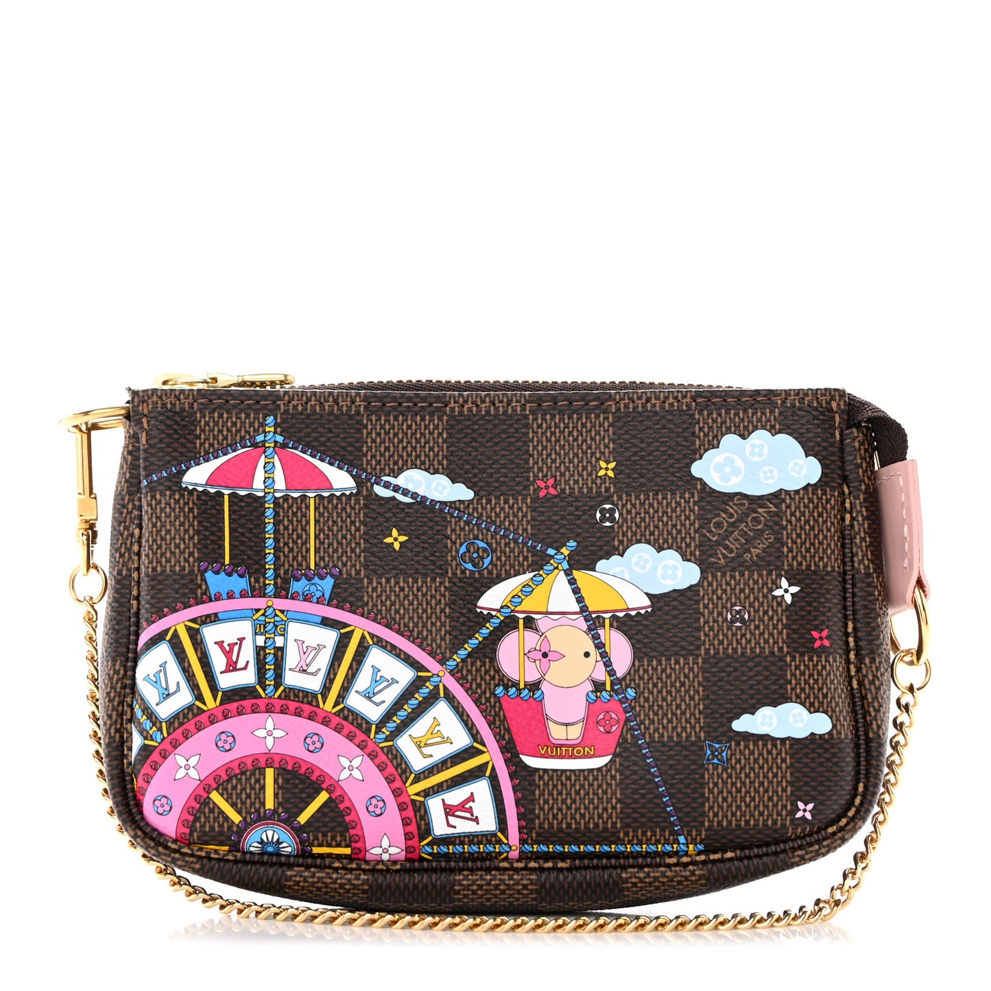 Damier Ebene 2020 Christmas Animation Big Wheel Mini Pochette Accessories Rose Ballerine