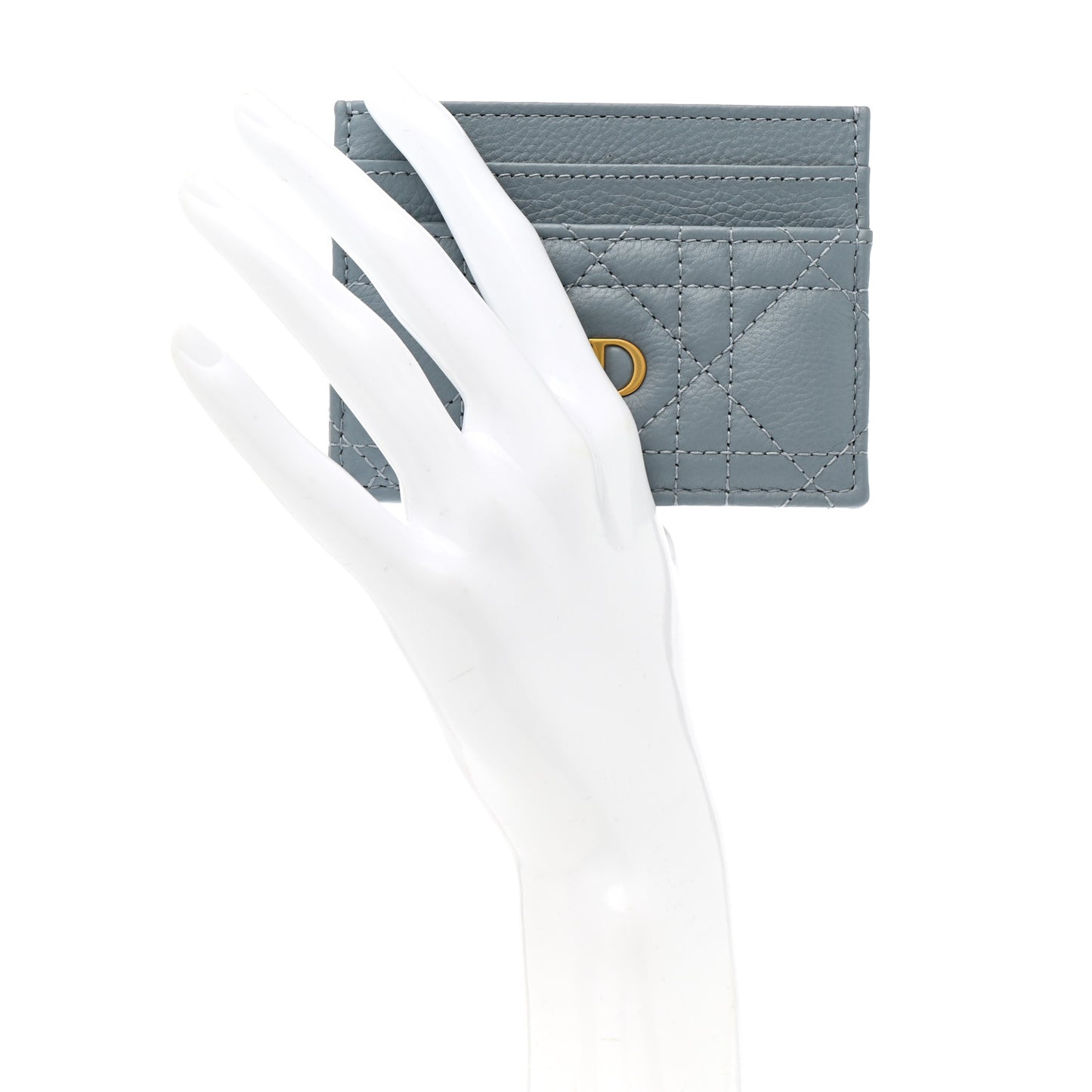 Supple Calfskin Cannage Caro Five-Slot Card Holder Cloud Blue