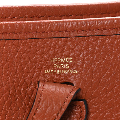 Hermes Taurillon Clemence Amazone Maxi Quadrille Evelyne TPM Cuivre Chai Nata Bleu Brume 6 of 10