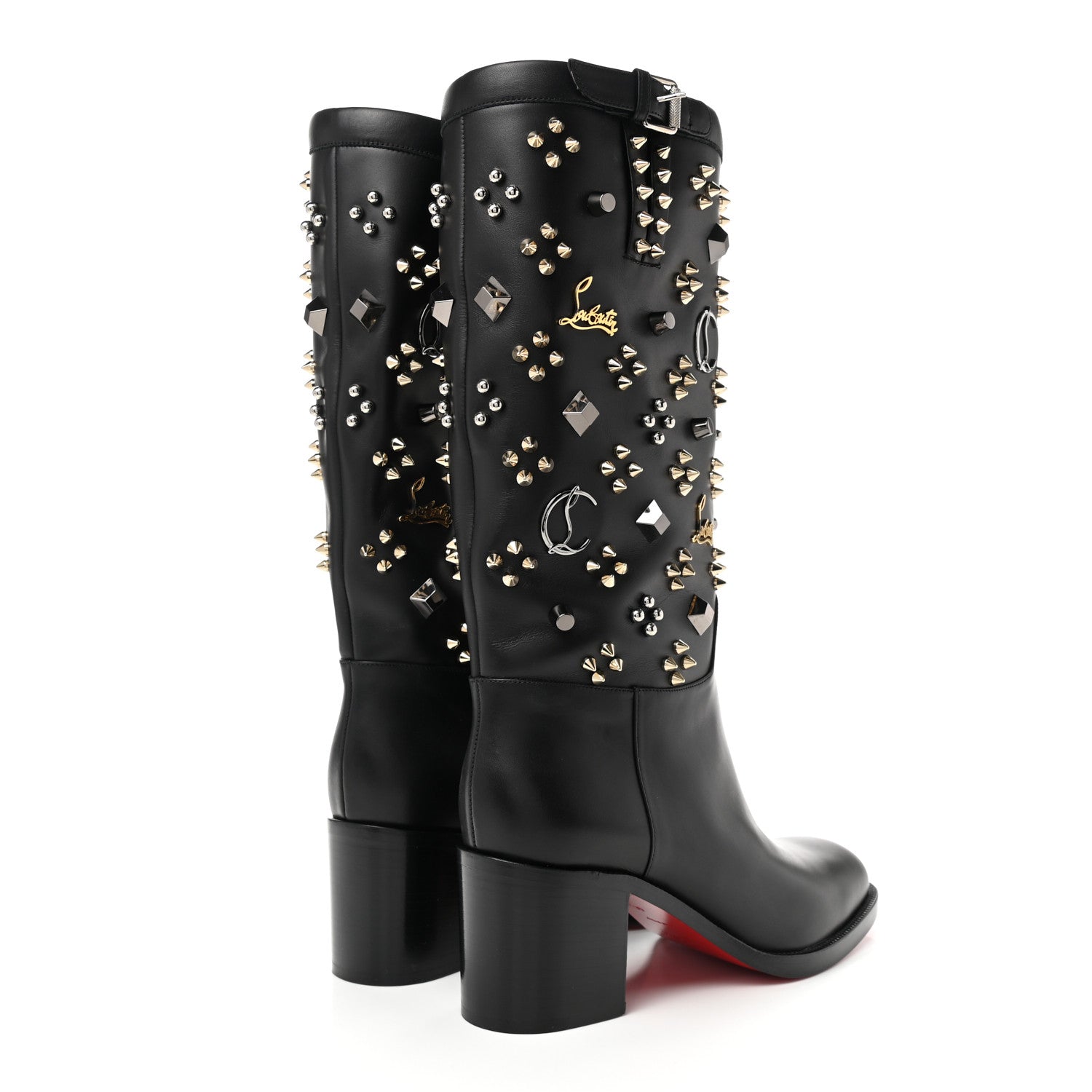 Christian Louboutin Calfskin Studded Clair De Botte 70 Boot 40 Black 4 of 11