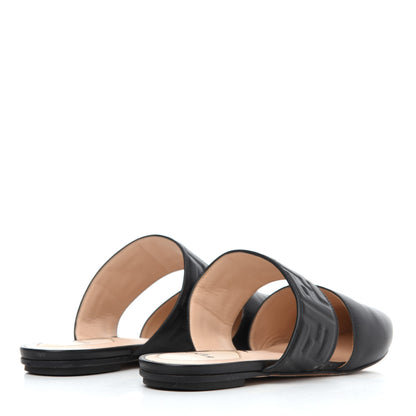 Fendi Vitello FF Embossed Flat Mules 36.5 Black 8 of 24