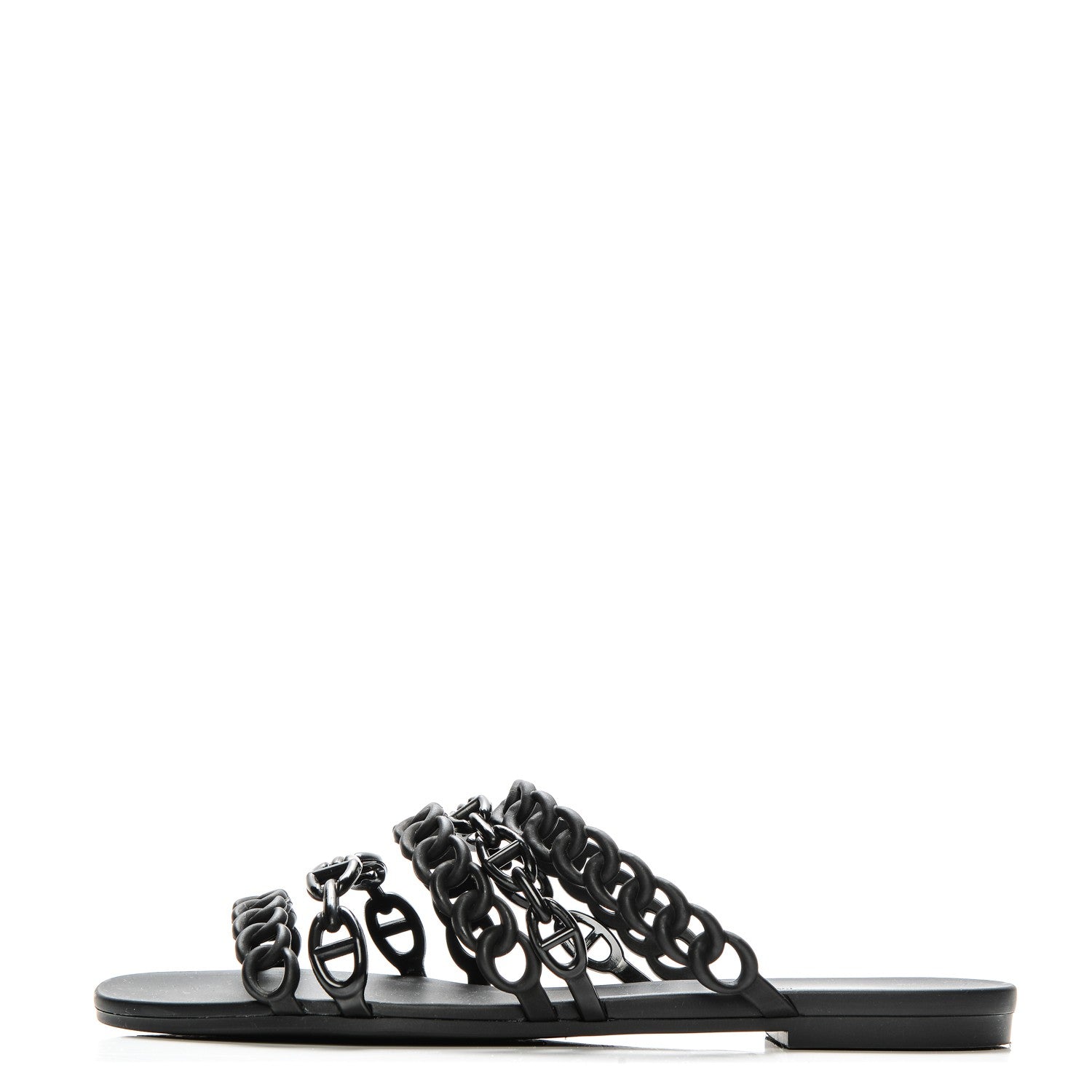 Hermes Rubber Chaine d'Ancre Nude Sandals 40 Black 1 of 7