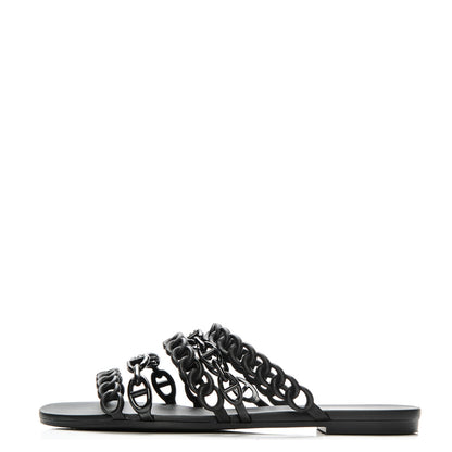 Hermes Rubber Chaine d'Ancre Nude Sandals 40 Black 1 of 7