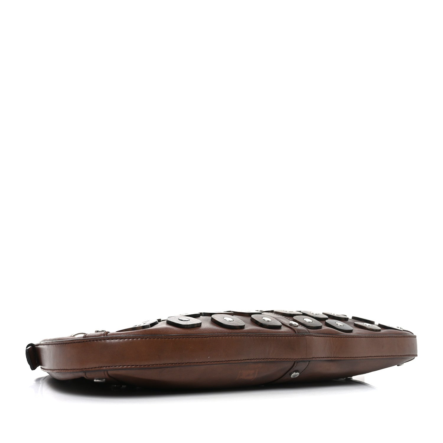 Saint Laurent Calfskin Wood Embellished Mombasa Hobo Brown 4 of 10